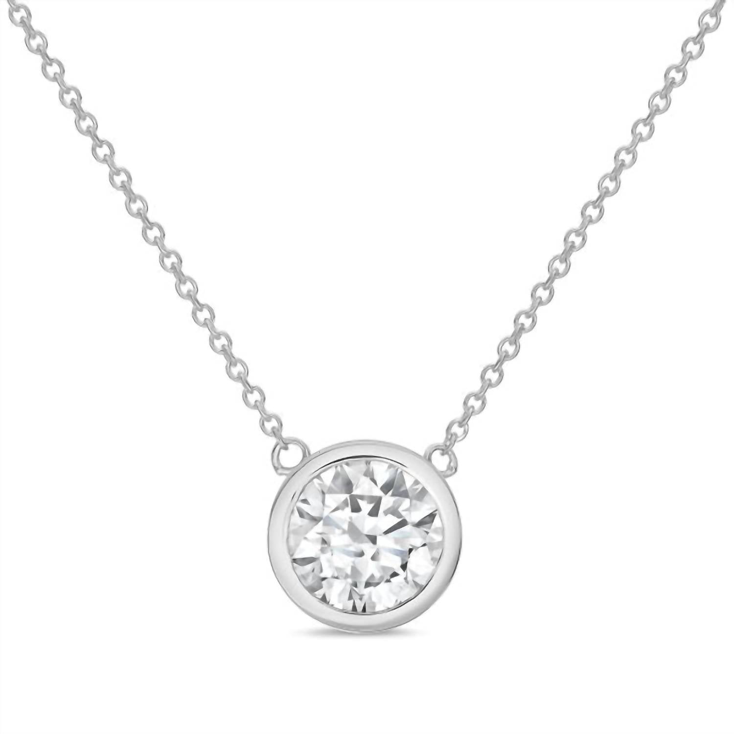 Diana M Jewels - 10.00 Ct Lab-grown Round Diamond Bezel Pendant Necklace - Bold