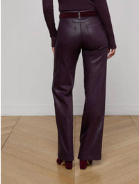 L'Agence Scottie Coated Wide Leg Pants in dark malbec - women's pants - alternate view