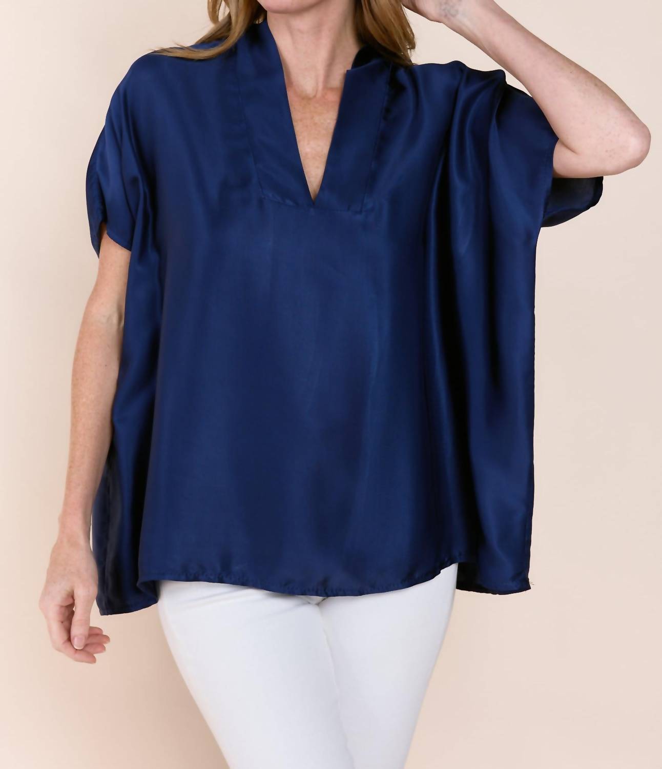 Sofia Inez Top in navy - women's blouse