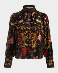 Alice + Olivia - Marion Floral Mock-neck Blouse