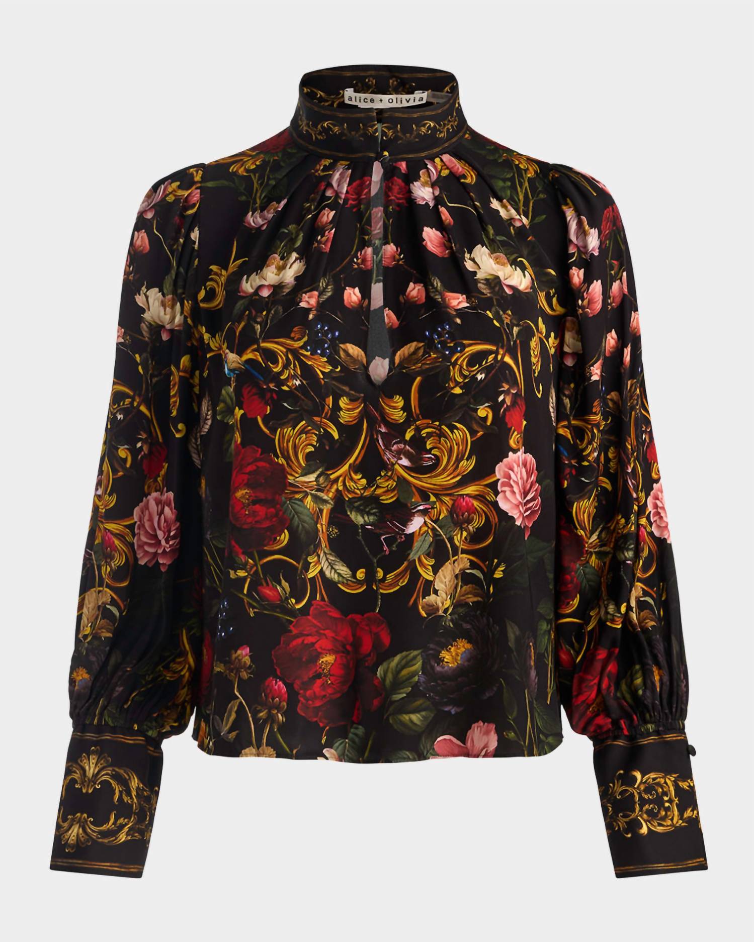 Alice + Olivia - Marion Floral Mock-neck Blouse
