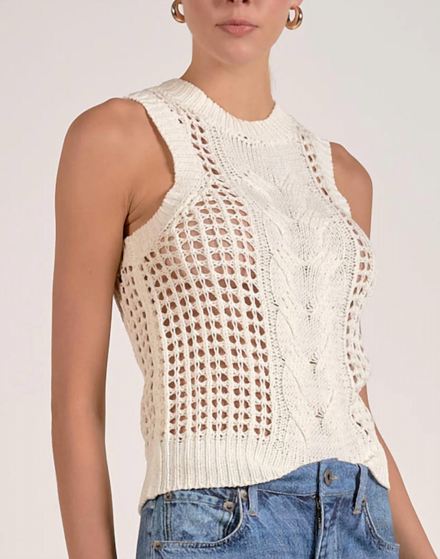 Elan - Open Knit Sleeveless Sweater Tank