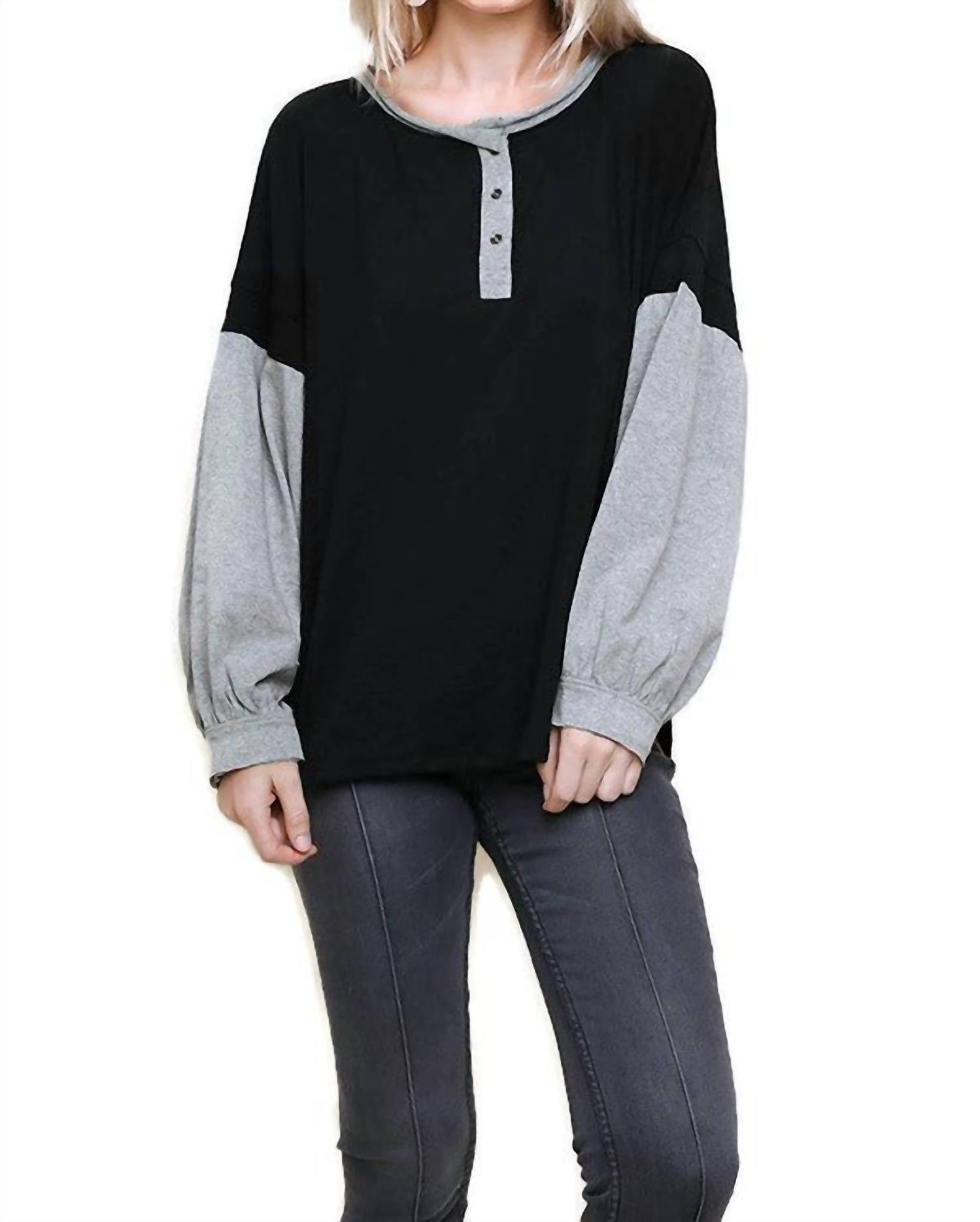 Umgee - Henley Color Block Top