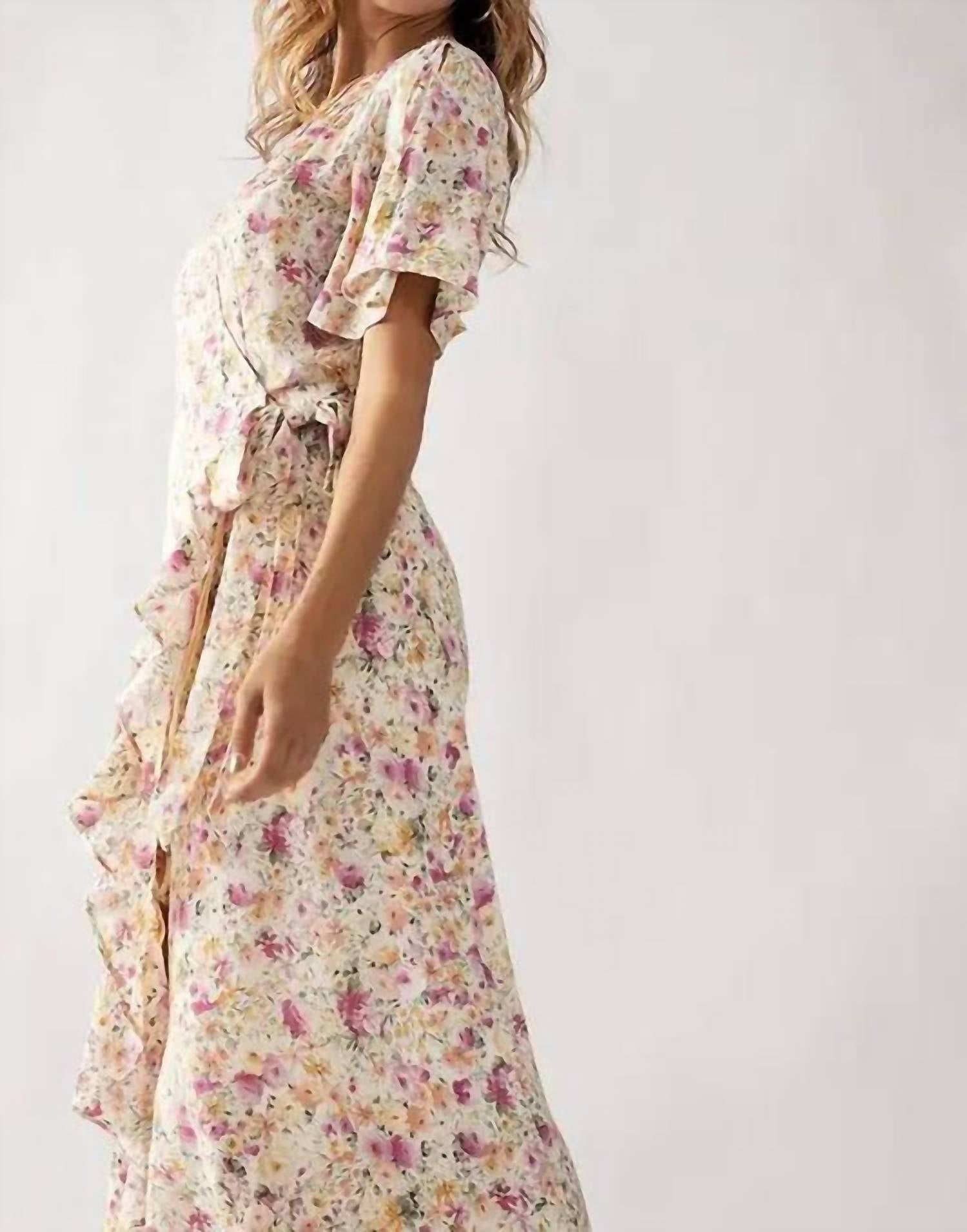 Urban Daizy - Floral Asymmetrical Wrap Maxi Dress