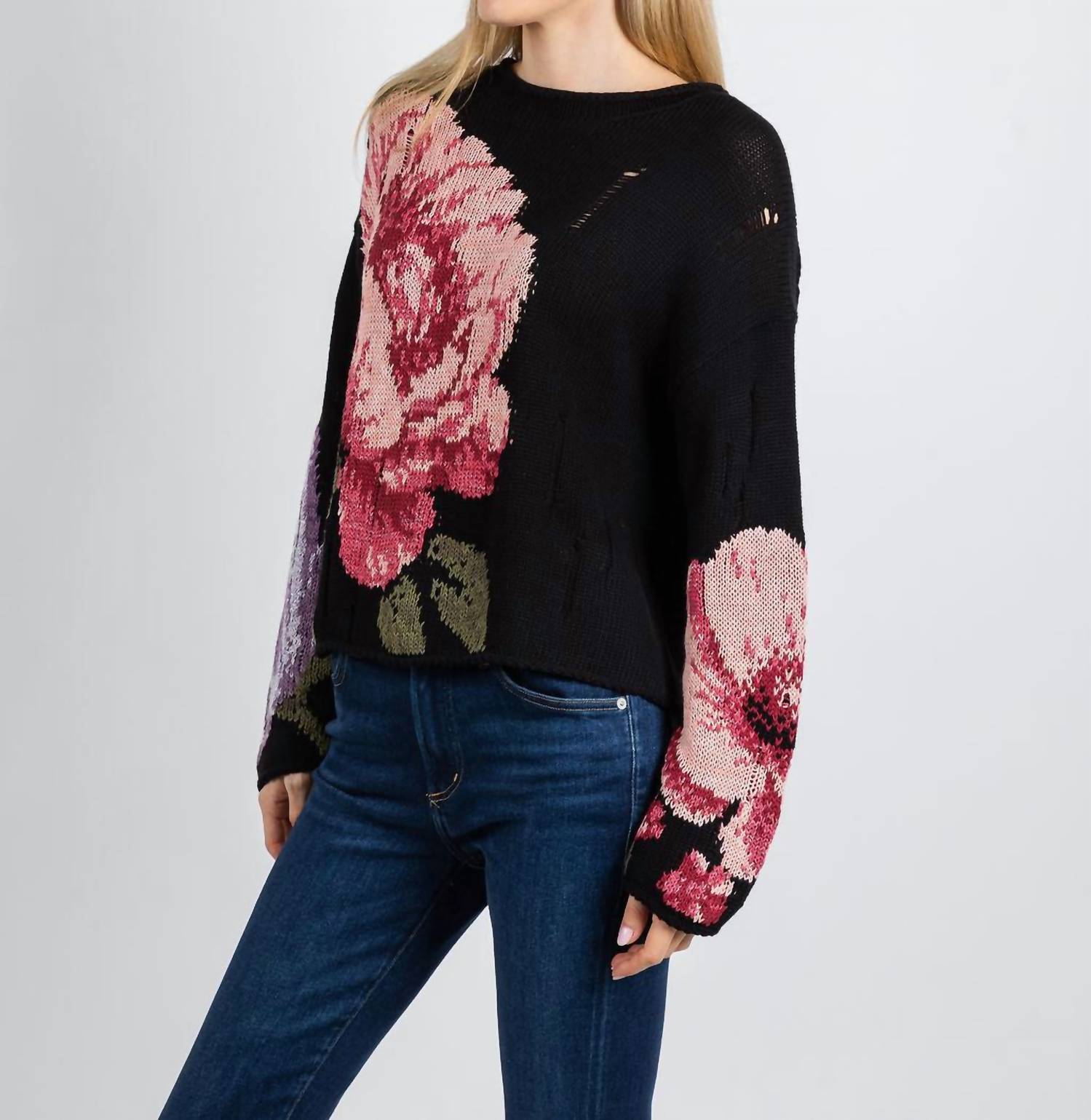 Oui - Rose Distressed Sweater