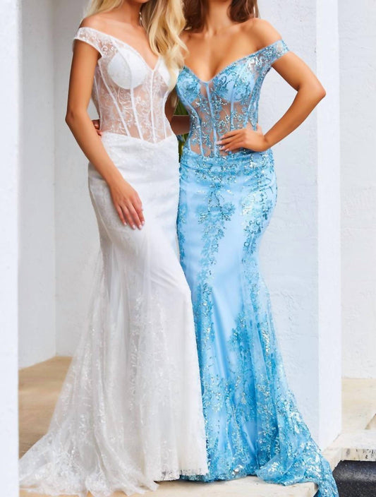 OFF THE SHOULDER CORSET MERMAID PROM DRESS