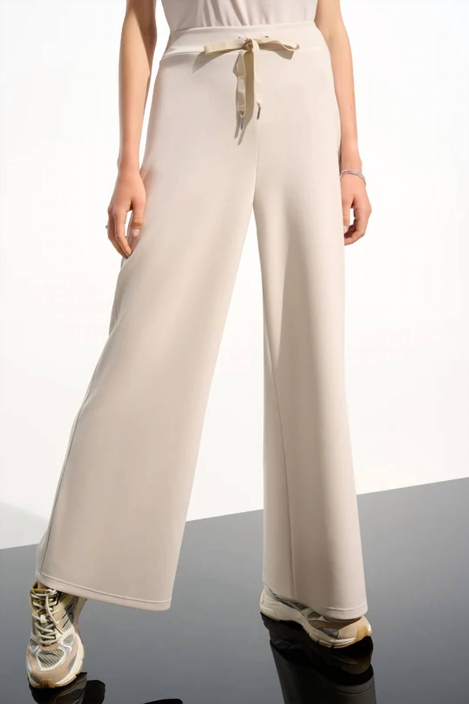 Joseph Ribkoff - Scuba Jersey Wide Leg Pull-On Pants With Drawcord