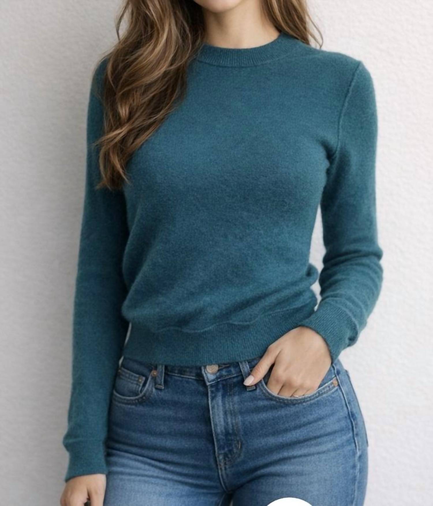 Brazeau Tricot Royal All Thumbs With Lyrca Sweater in balmoral - women's sweater