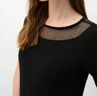 Joseph Ribkoff - Mesh Insert Short Sleeves A-line Dress