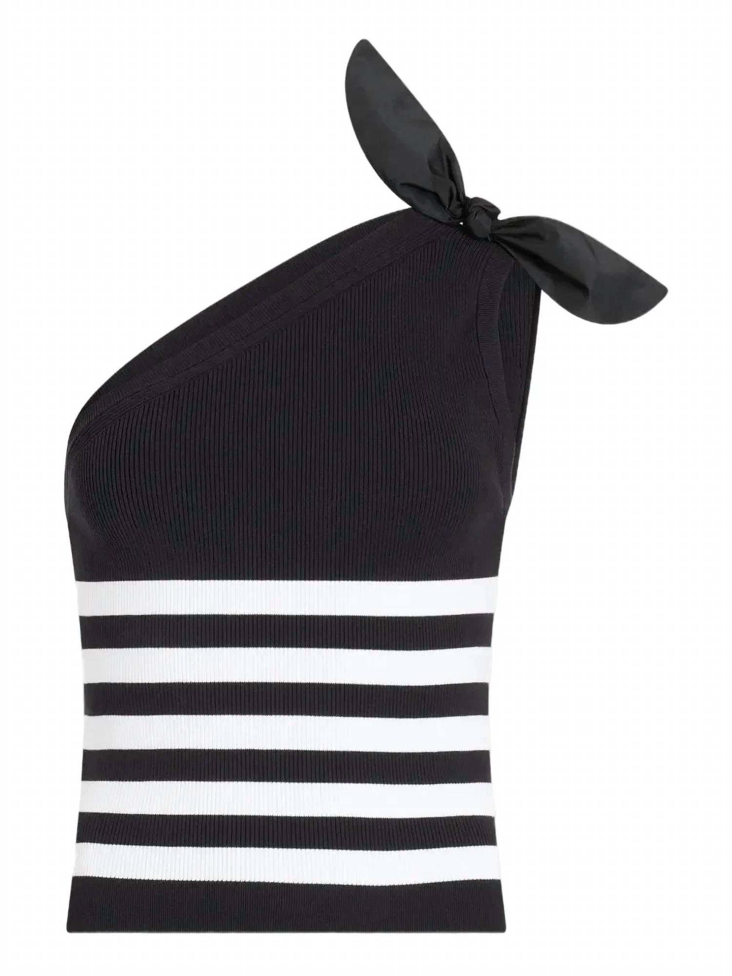Patou - Striped one shoulder tie top