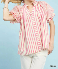 Umgee - Striped V-Neck Top