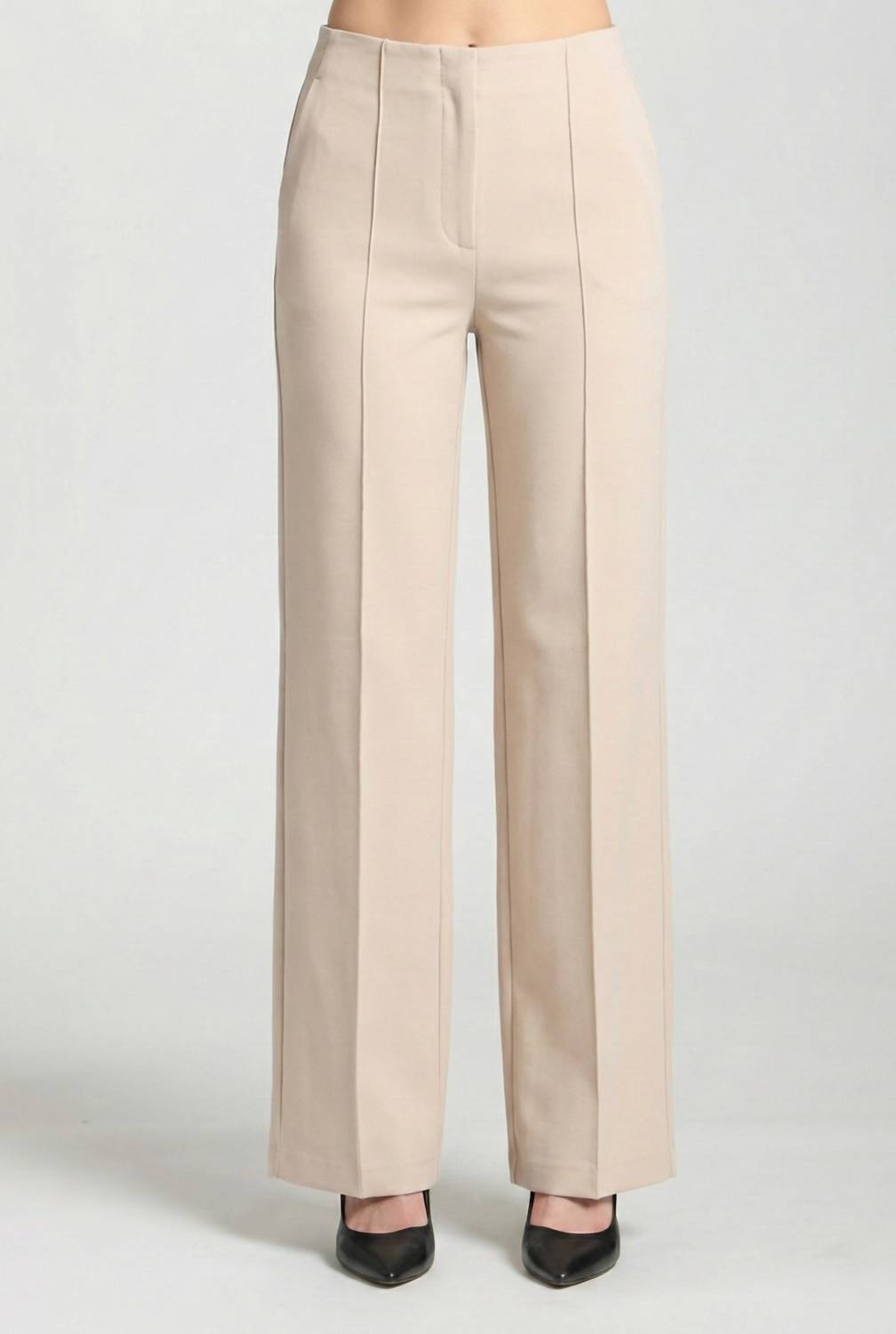APNY Pin Tucked Zip Pants in champagne - women's pants