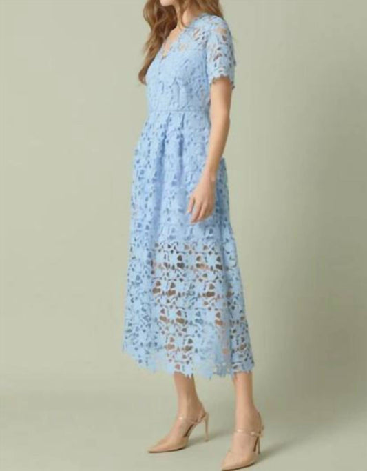 Endless Rose - All Over Lace Short Sleeve Midi Dress