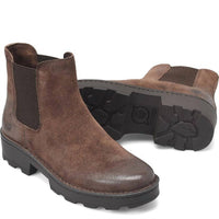 Born Women's Verona Boot in dark brown castago distressed - women's shoe - detail view