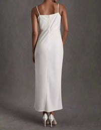 SACHIN & BABI Cali Satin Cowl Neck Midi Dress in ivory - women's dress - detail view