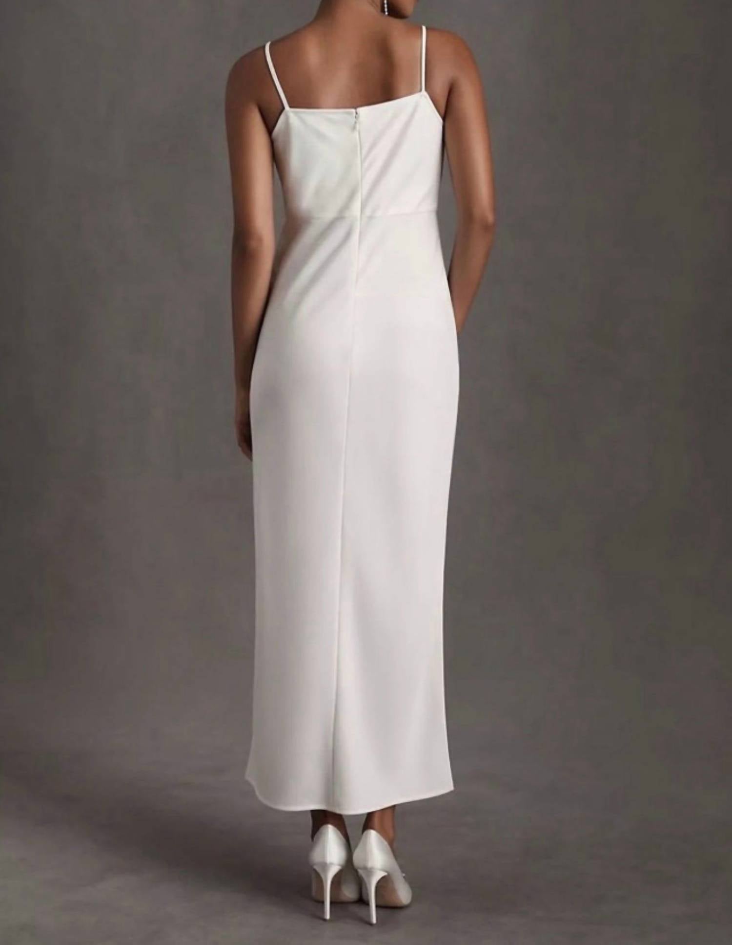 SACHIN & BABI Cali Satin Cowl Neck Midi Dress in ivory - women's dress - detail view