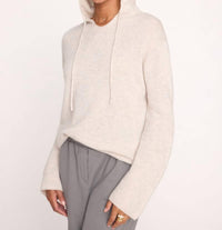 Brochu Walker Cashmere Seamless Hoodie in mist melange - women's top - detail view