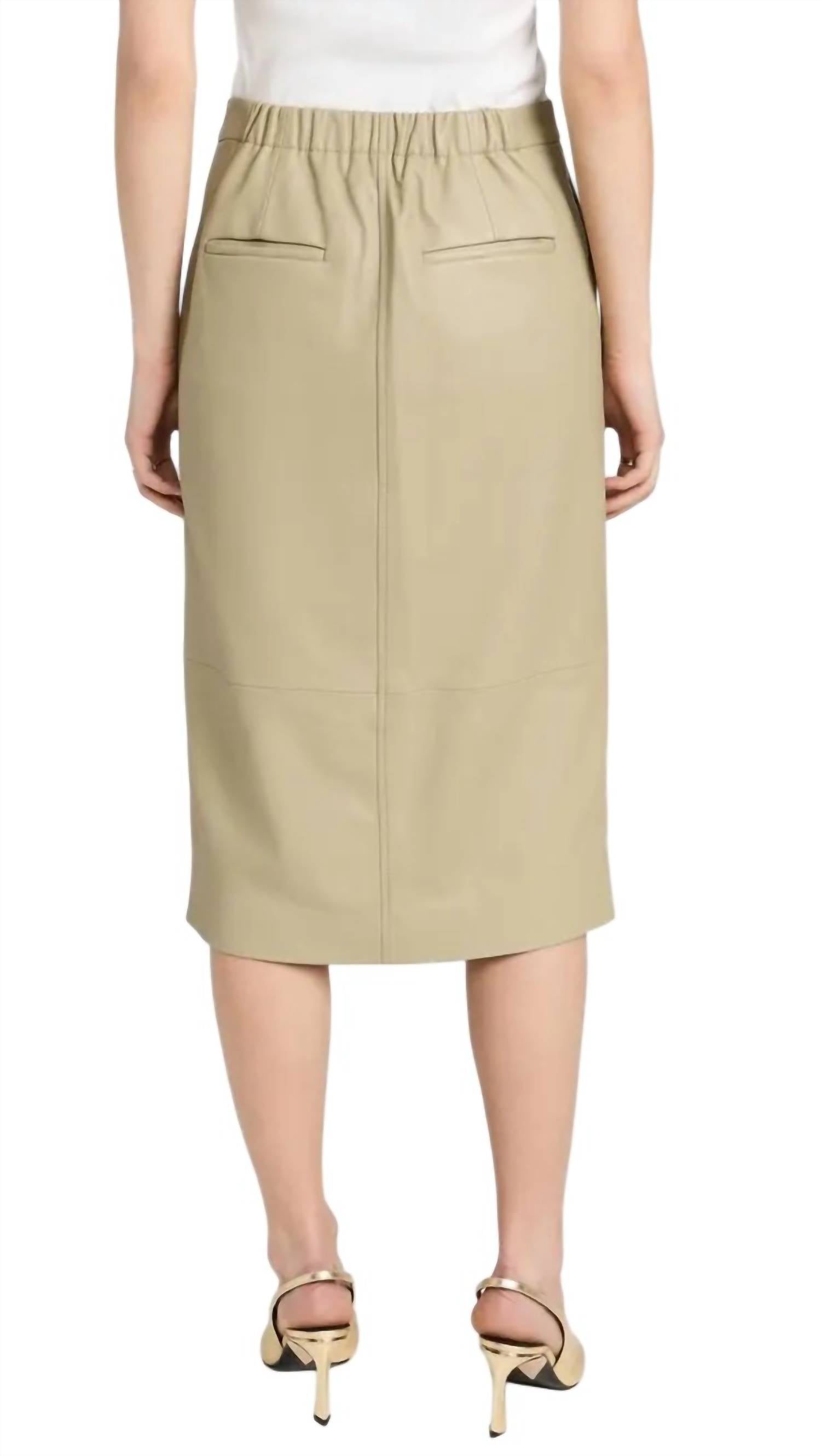 Vince Leather Trouser Front Skirt in seed 1 - women's skirt - alternate view