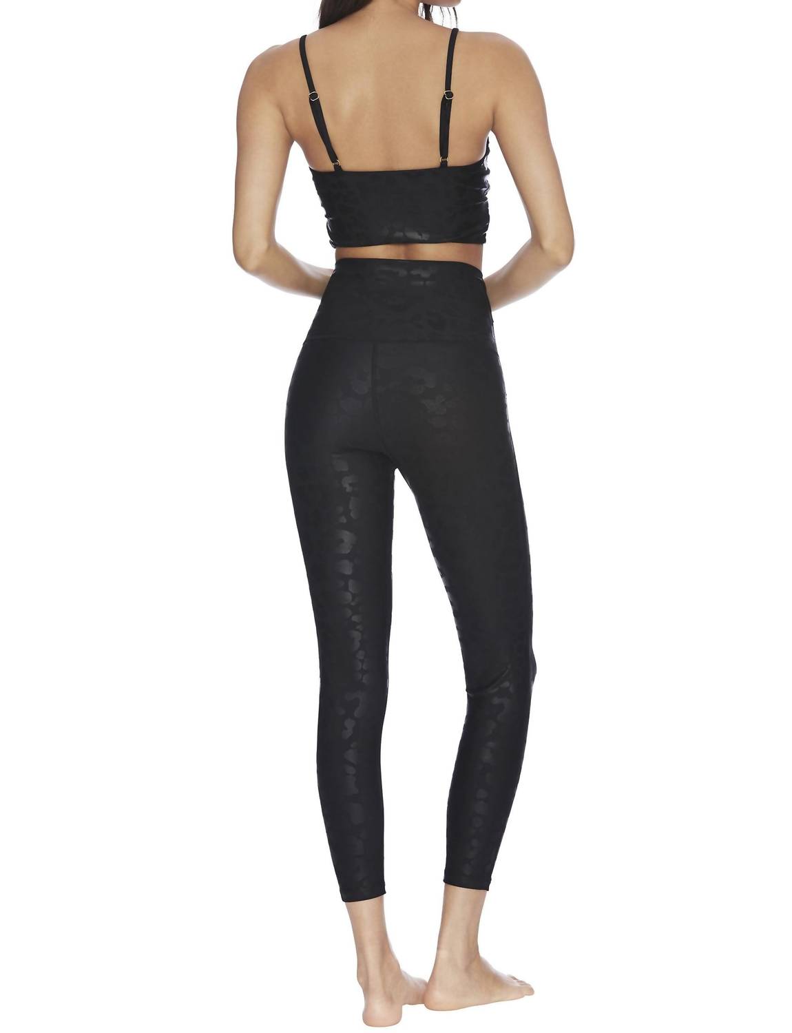 Beach Riot Leopard Twist Legging in black - women's pants - detail view