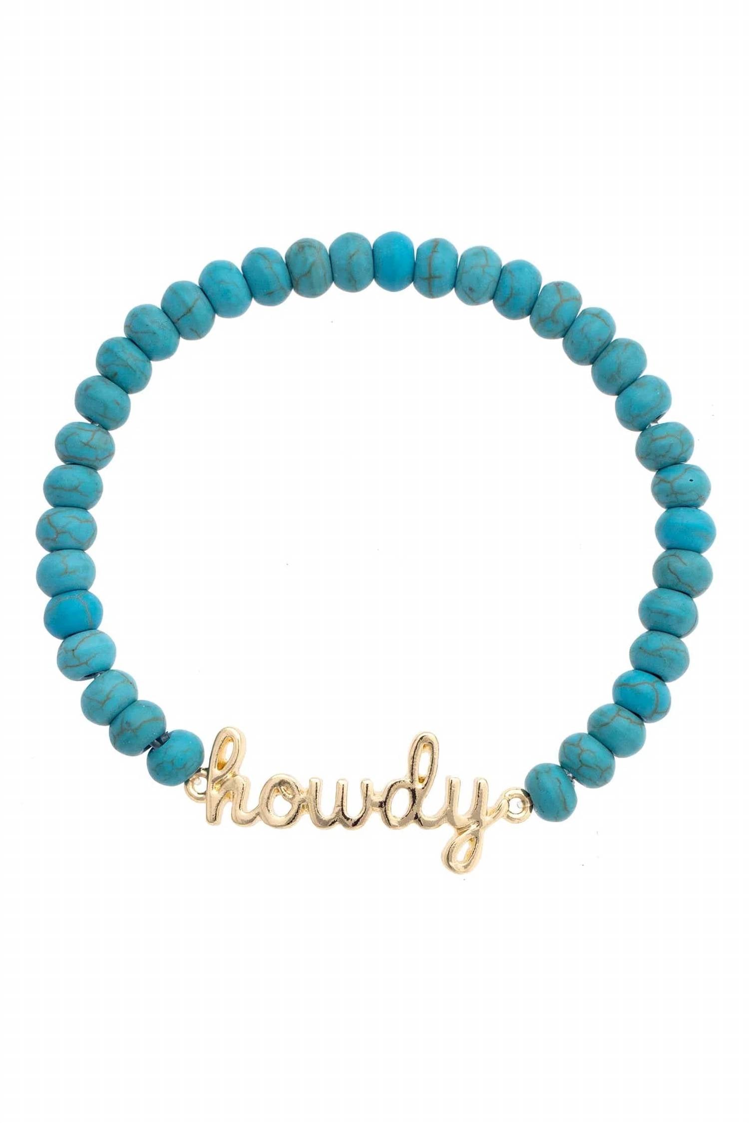Canvas Style - Women's Howdy Cursive Beaded Stretch Bracelet