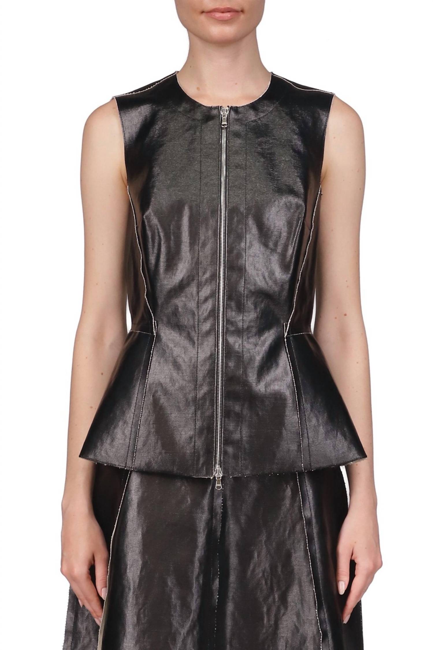 Marina Moscone - Coated Canvas Sleeveless Top