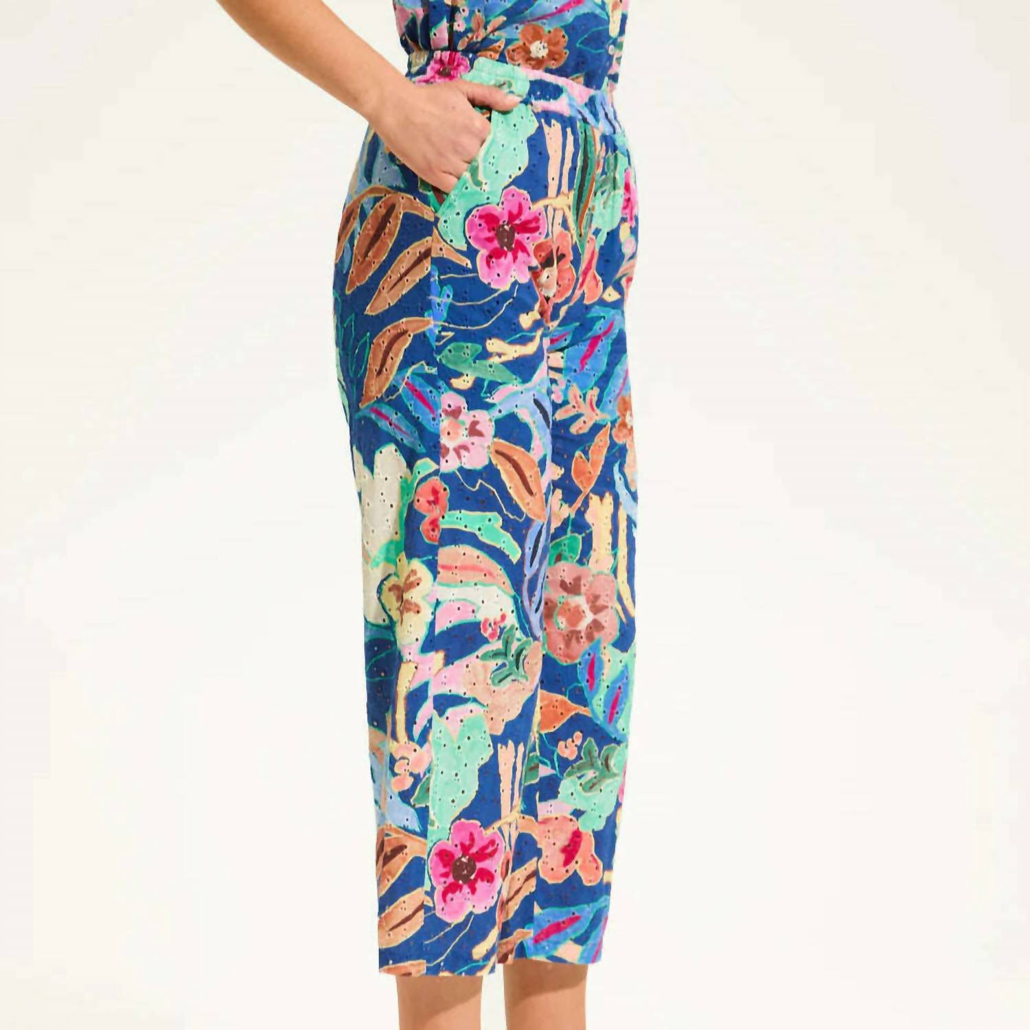 Fdj - Floral Mid Rise Wide Leg Pant