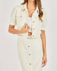 Sadie & Sage Love Language Cropped Jacket in ivory - women's jacket
