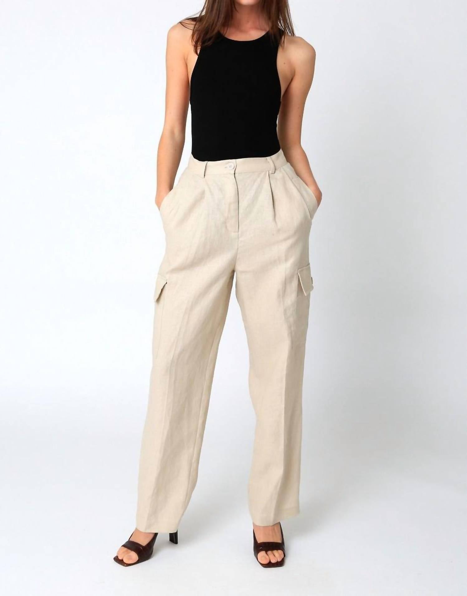 Olivaceous - Arya Linen Cargo Pants