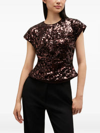 GANNI Velvet Sequins Top in demitasse - women's blouse