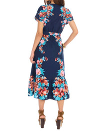 ALLISON NEW YORK Lizzy Midi Dress in navy floral - women's dress - alternate view