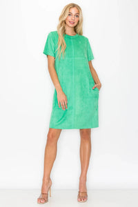 Joh - Audrey Suede Round Neck Dress