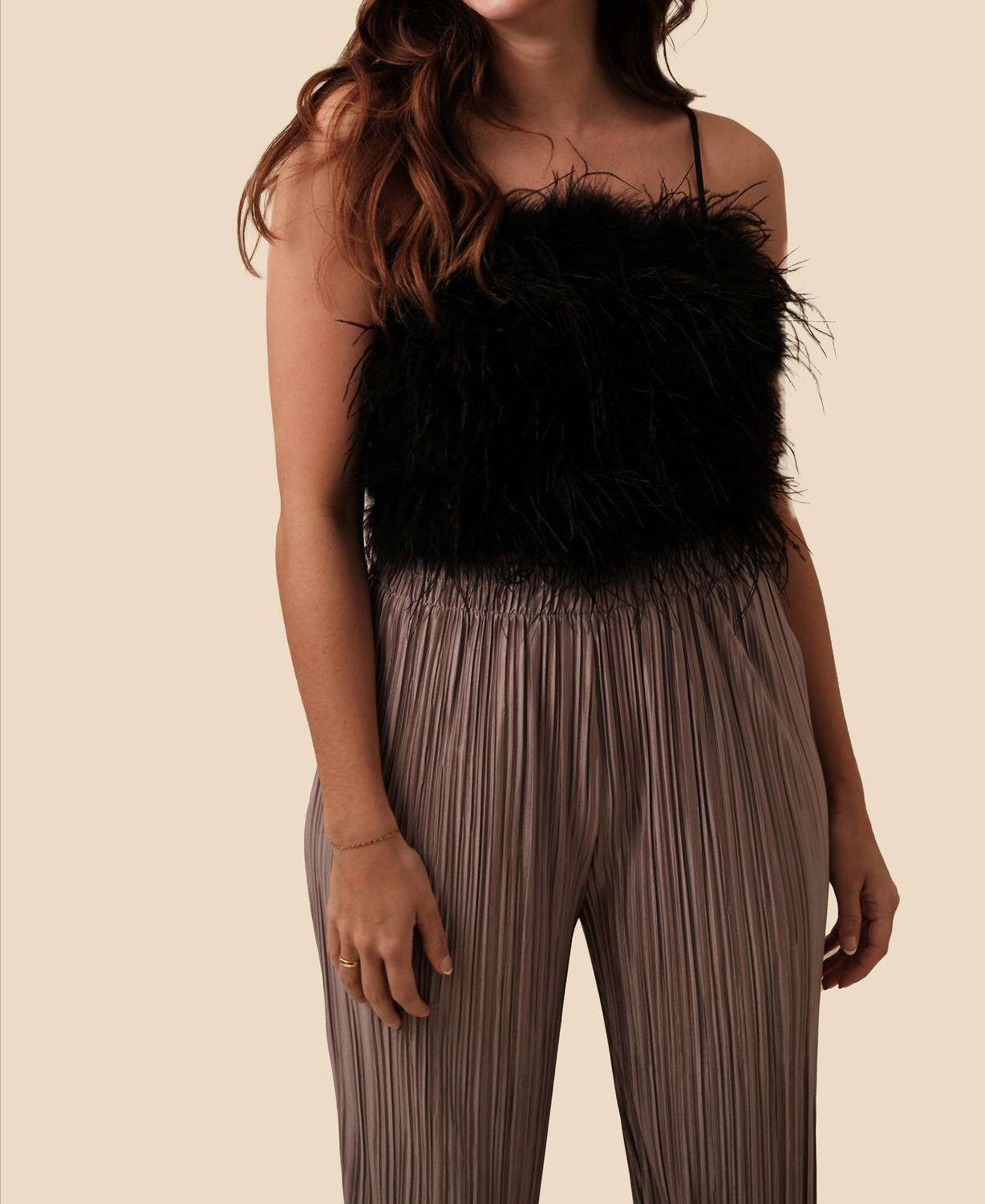 Lucy Paris - Phoebe Feathered Crop Top