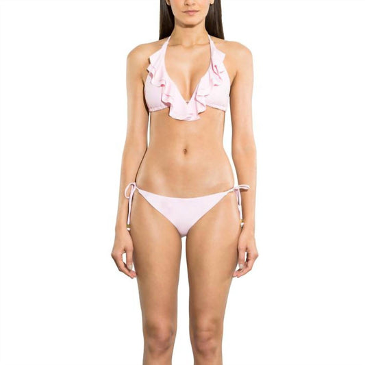 Shoshanna - Solid Ruffle Halter Bikini Top