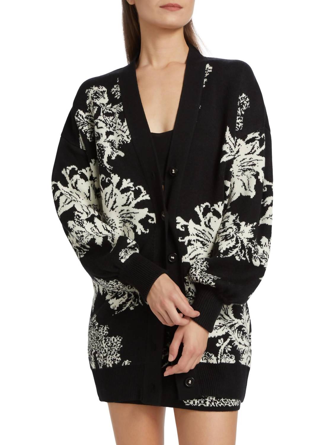 HEMANT & NANDITA Dea Oversized Cardigan in black - women's cardigan