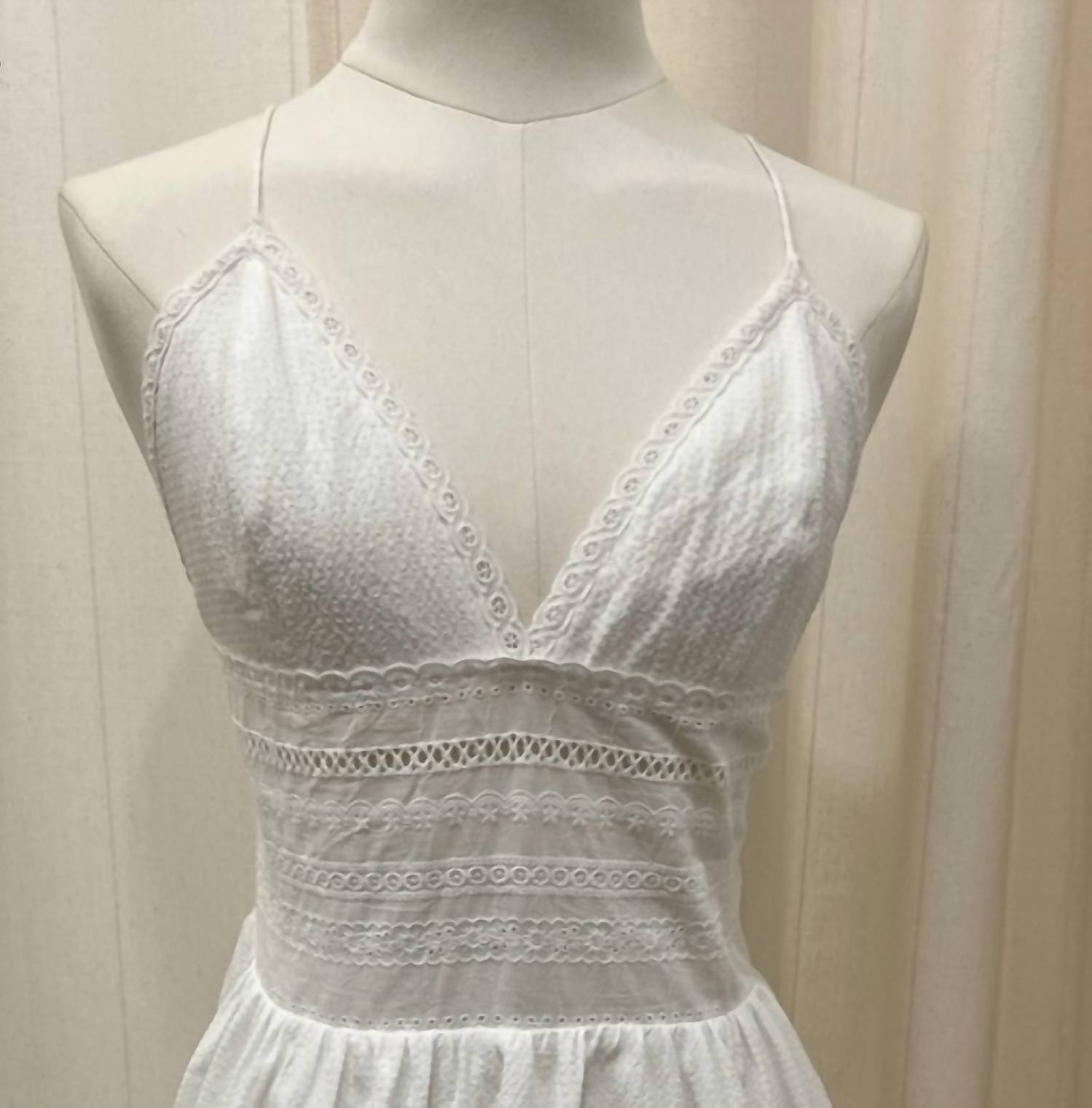 Baby Pink - Women's Eyelet Halter Dress