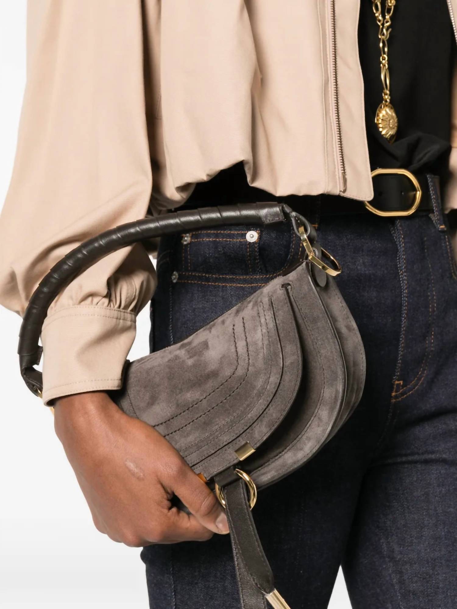 Chloe Women's Mini Marcie Shoulder Bag in kohl brown - women's bag - view 5