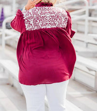 Layerz Clothing - Embroidered Ruffle Collar Top