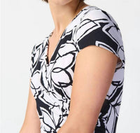 Joseph Ribkoff - Leaf Print Faux Wrap Sheath Dress