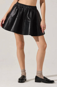 Astr - CHELSEY FLARED FAUX LEATHER SKIRT