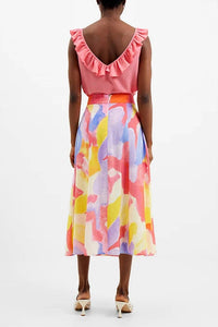 FRENCH CONNECTION Isadora Faron Drape Slip Skirt in summer multi - women's skirt - alternate view