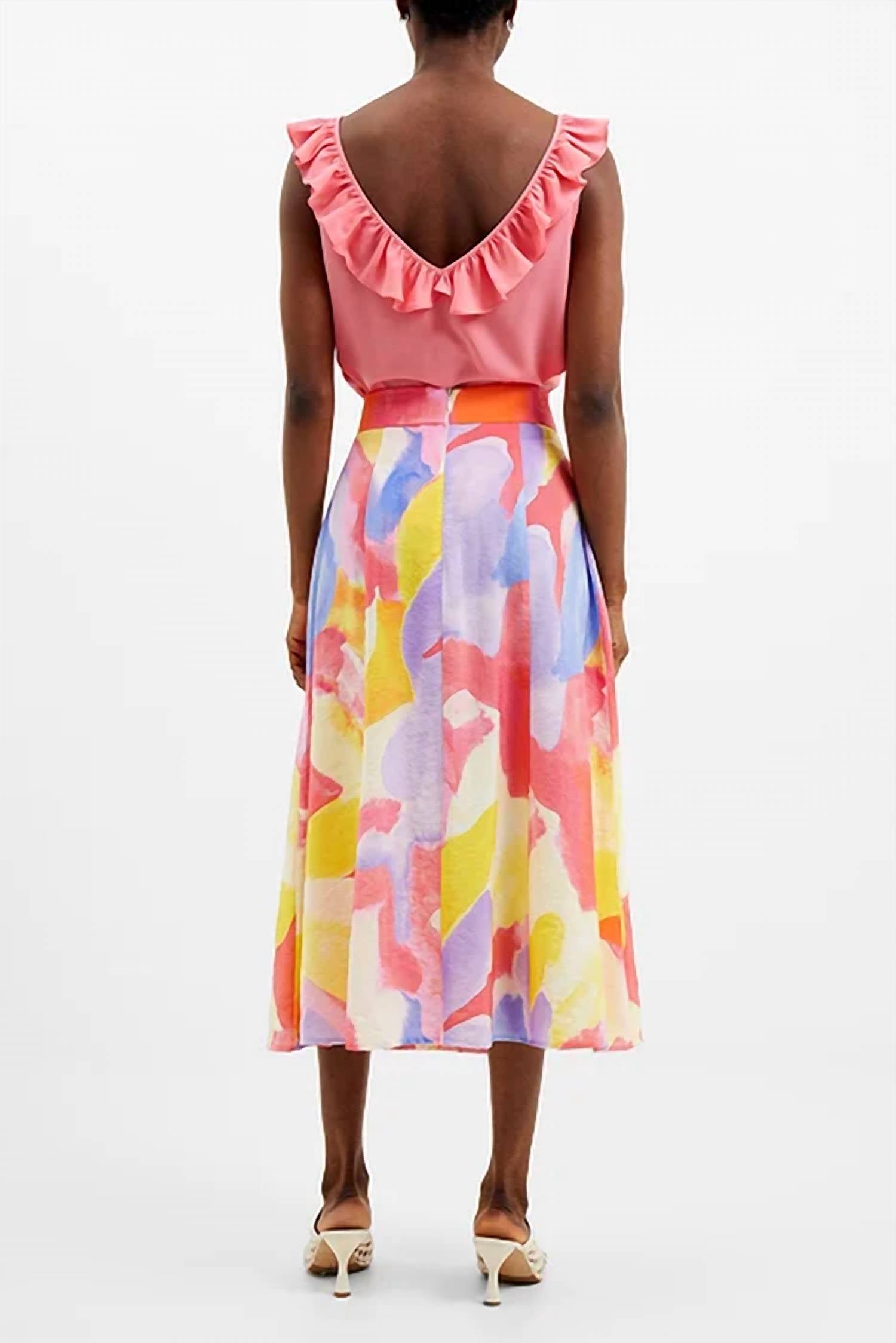 FRENCH CONNECTION Isadora Faron Drape Slip Skirt in summer multi - women's skirt - alternate view