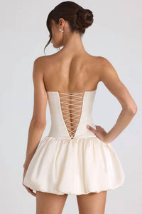 Oh Polly - Fabiola Lace-up Bubble Hem Corset Mini Dress