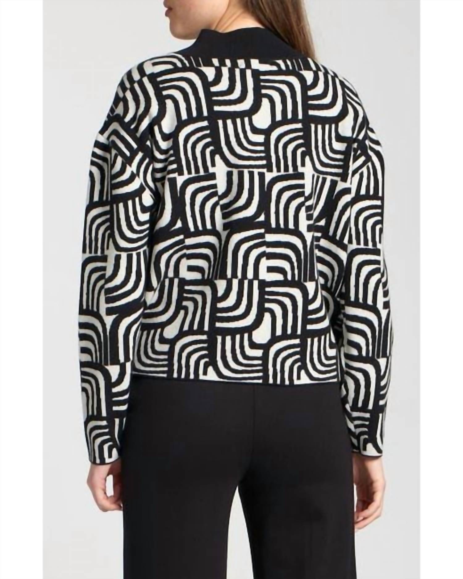 Apny - Jacquard Mock Neck Sweater