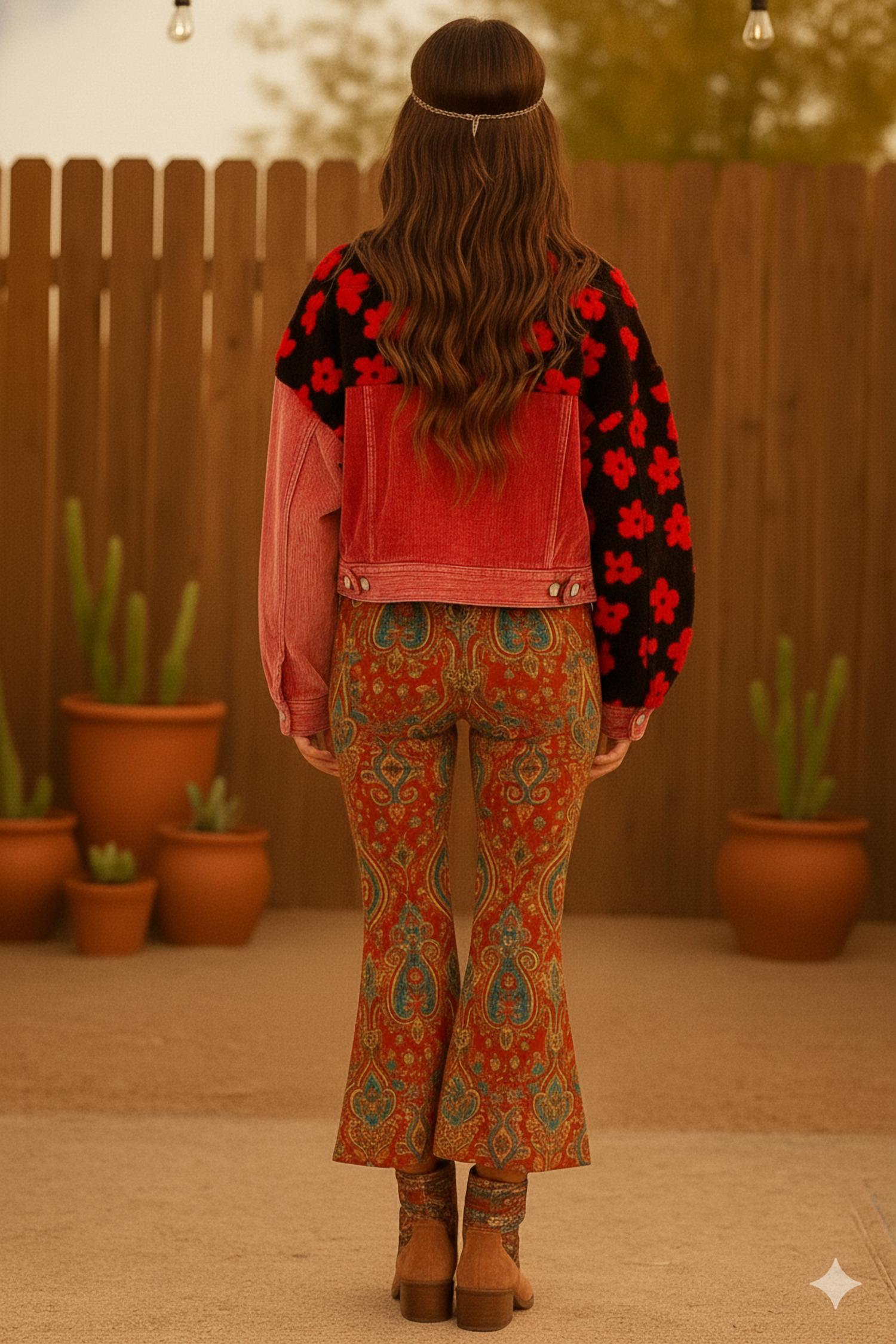 Little Secret Of Mine - Fleur Rouge Sherpa Corduroy Jacket
