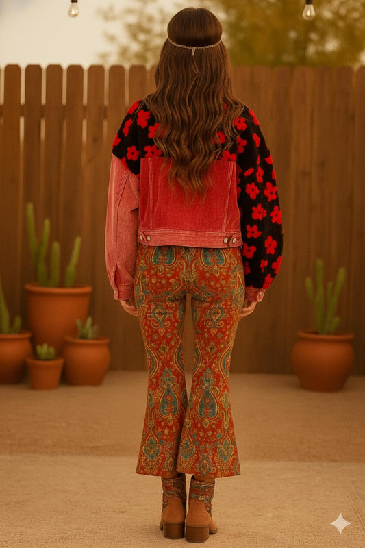 Little Secret Of Mine - Fleur Rouge Sherpa Corduroy Jacket