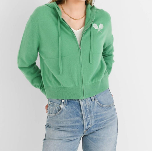 White + Warren - Cashmere Racket Cropped Zip Hoodie