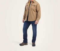 ARIAT Rebar DuraStretch Utility Softshell Shirt Jacket in khaki - men's jacket - detail view