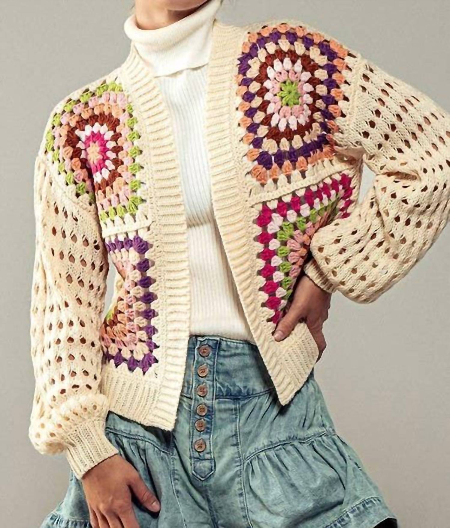 Fashion Week - Burst Of Color Patchwork Cardigan