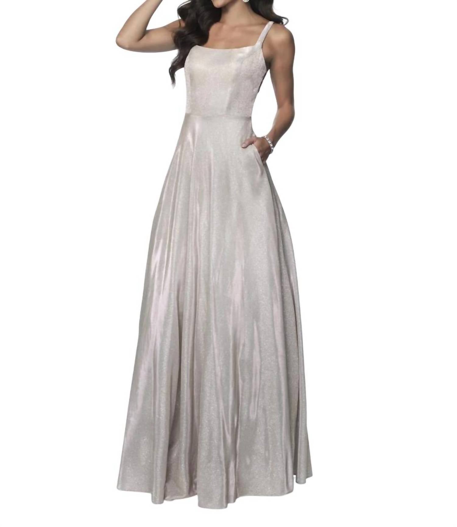 Blush Prom - Shimmer Knit Open Back Prom Dress