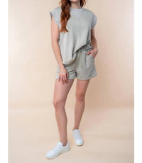 White Birch - High Waisted Washed Scuba Shorts